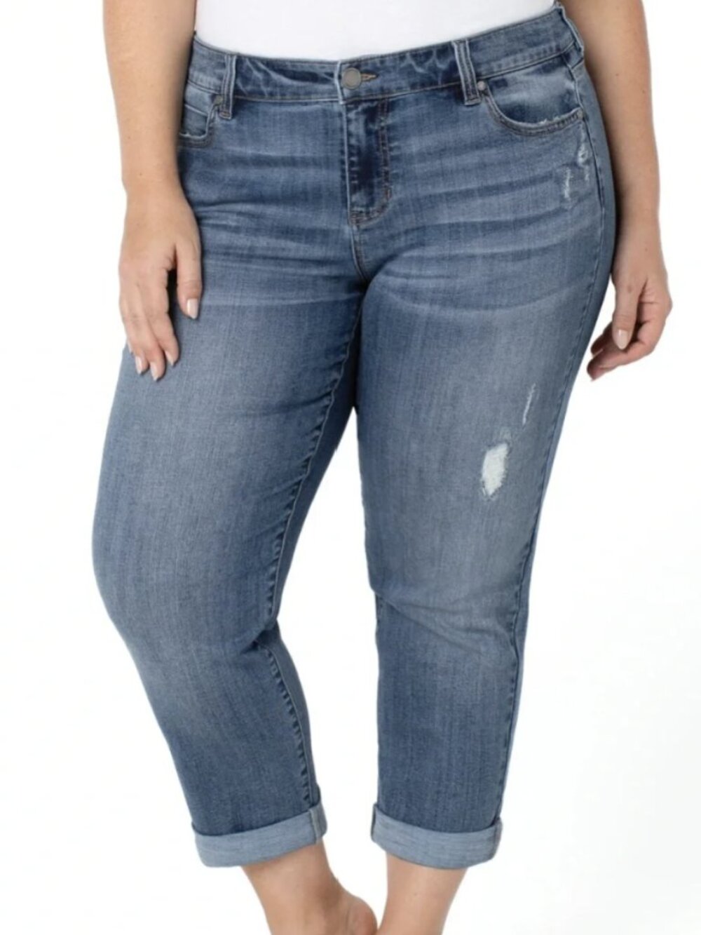Liverpool 20W Peyton Slim Boyfriend Jeans Distressed Stretch Denim
